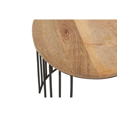 Nandri Natural Mango Wood and Black Finish Set of 2 Side Tables