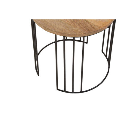 Nandri Natural Mango Wood and Black Finish Set of 2 Side Tables
