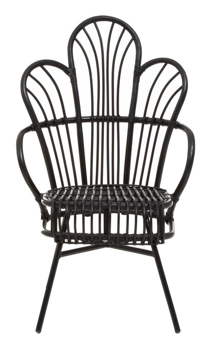Java Black Rattan Scalloped Back Accent Chair