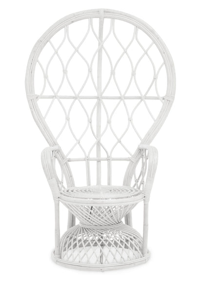 Java White Rattan Curved High Back Chair