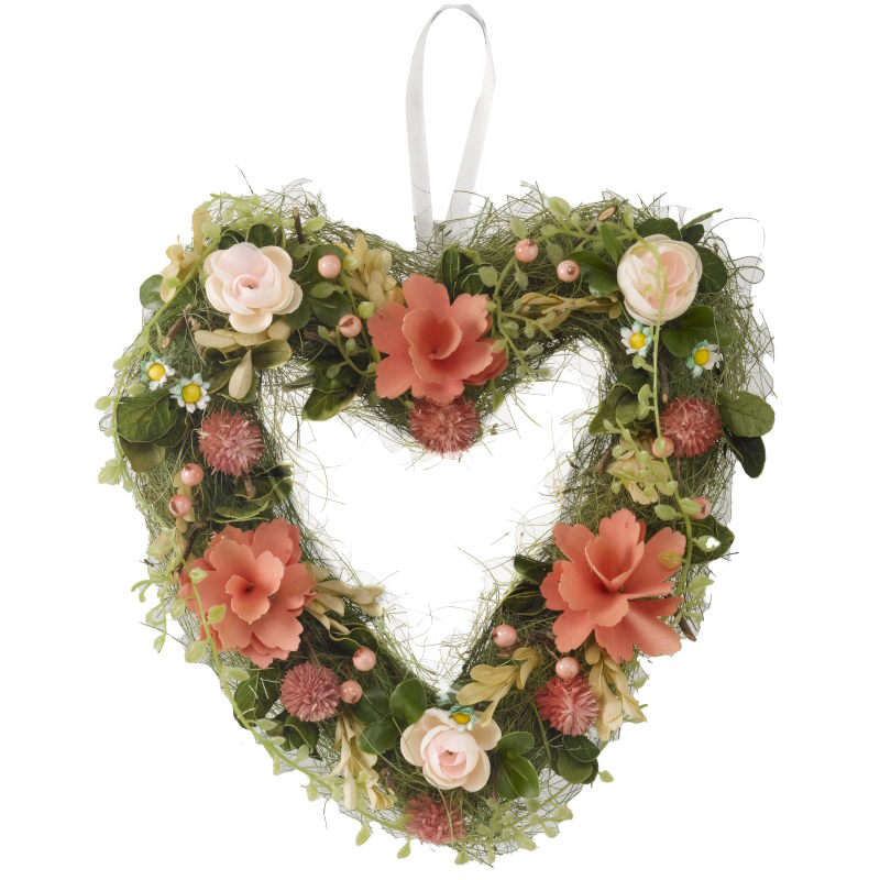 Flower Heart Wreath Artificial Door Decoration 30cm