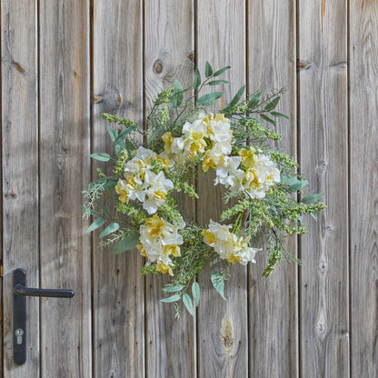 Hydrangea Wreath Artificial Door Decoration hanging on door