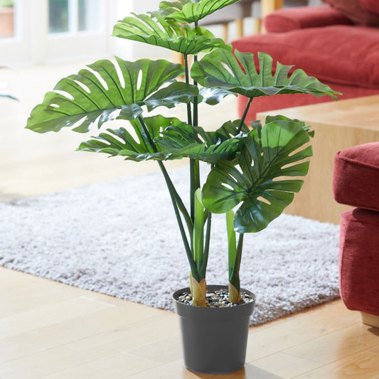 Artificial Monstera Swiss Cheese Plant in a living room