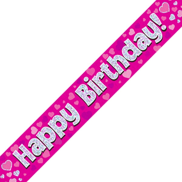 Pink Heart Birthday & Age Milestone Foil Banners