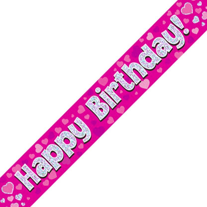 Pink Heart Birthday & Age Milestone Foil Banners