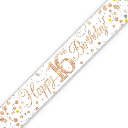 Rose Gold Confetti 16th Birthday Foil Banner