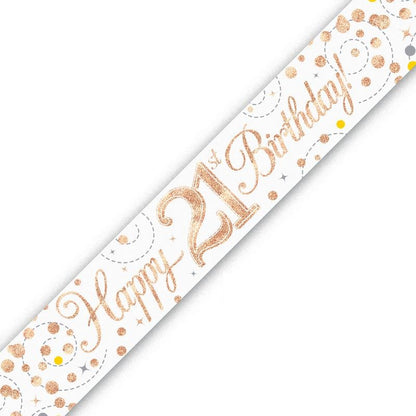 Rose Gold Confetti 21st Birthday Foil Banner