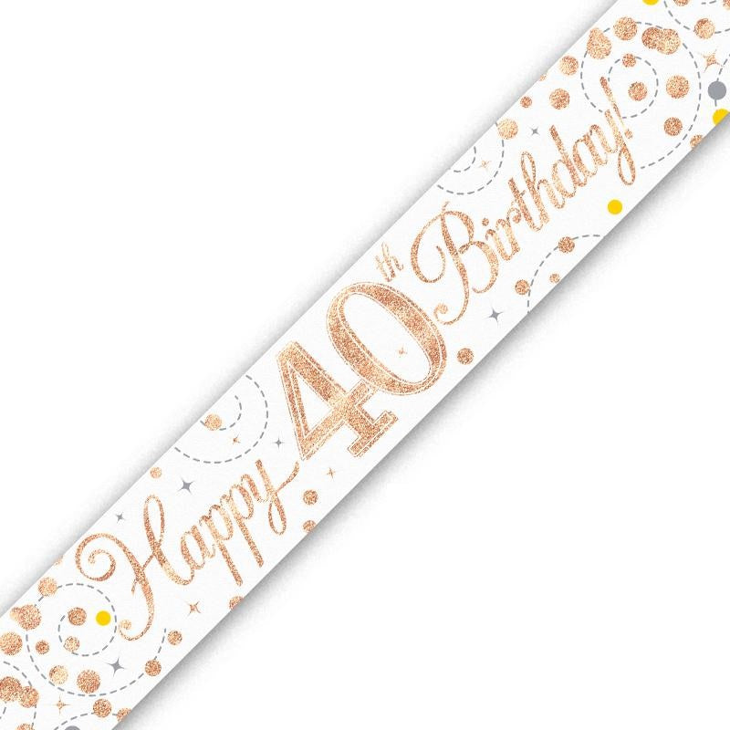 Rose Gold Confetti 40th Birthday Foil Banner