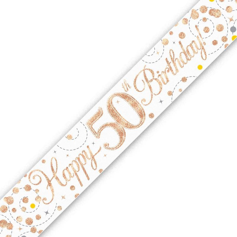 Rose Gold Confetti 50th Birthday Foil Banner