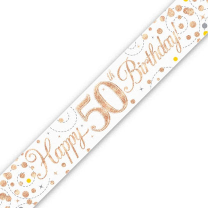 Rose Gold Confetti 50th Birthday Foil Banner