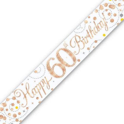 Rose Gold Confetti 60th Birthday Foil Banner