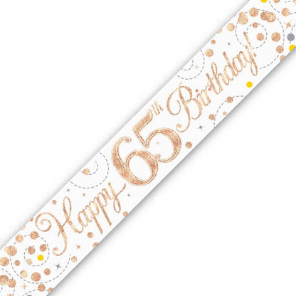 Rose Gold Confetti 65th Birthday Foil Banner