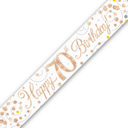 Rose Gold Confetti 70th Birthday Foil Banner