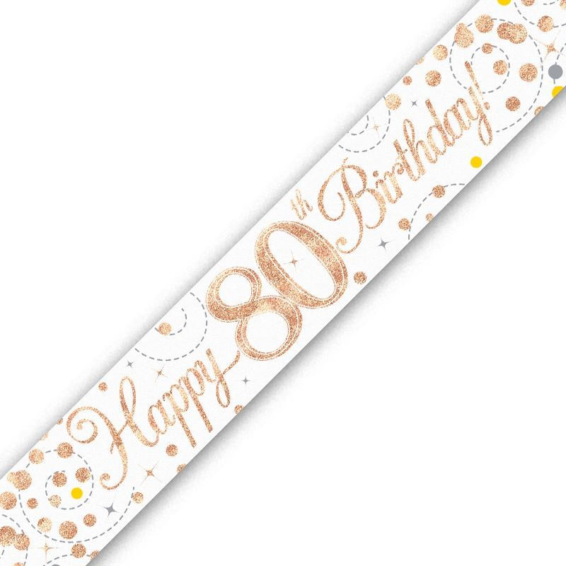 Rose Gold Confetti 80th Birthday Foil Banner