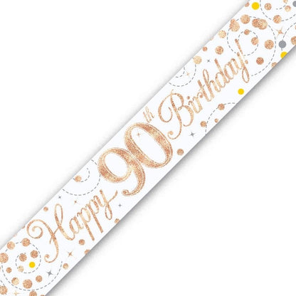 Rose Gold Confetti 90th Birthday Foil Banner