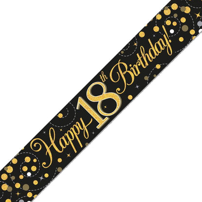 Black and Gold 18th Birthday Foil Banners