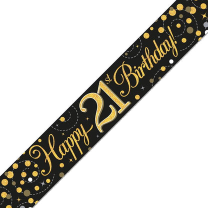 Black and Gold 21st Birthday Foil Banners