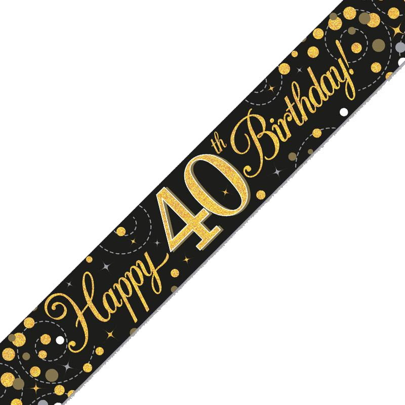 Black and Gold 40th Birthday Foil Banners