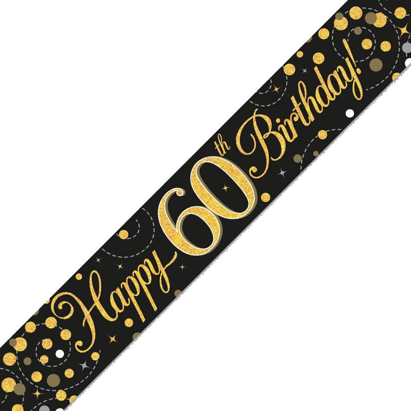 Black and Gold 60th Birthday Foil Banners