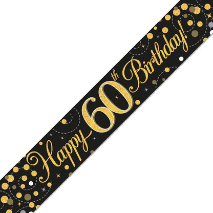 Black and Gold 60th Birthday Foil Banners