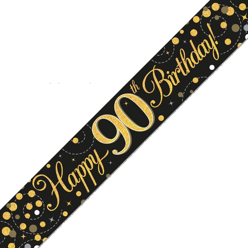 Black and Gold 90th Birthday Foil Banners