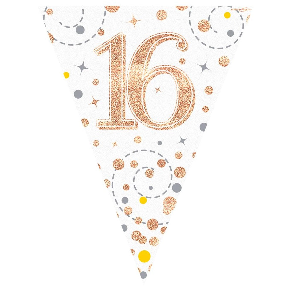 Rose Gold Confetti 16th Birthday Bunting Banner