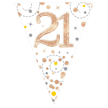 Rose Gold Confetti 21st Birthday Bunting Banner