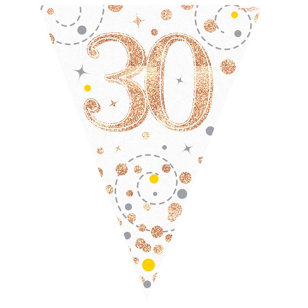 Rose Gold Confetti 30th Birthday Bunting Banner