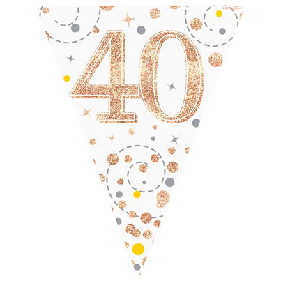 Rose Gold Confetti 40th Birthday Bunting Banner