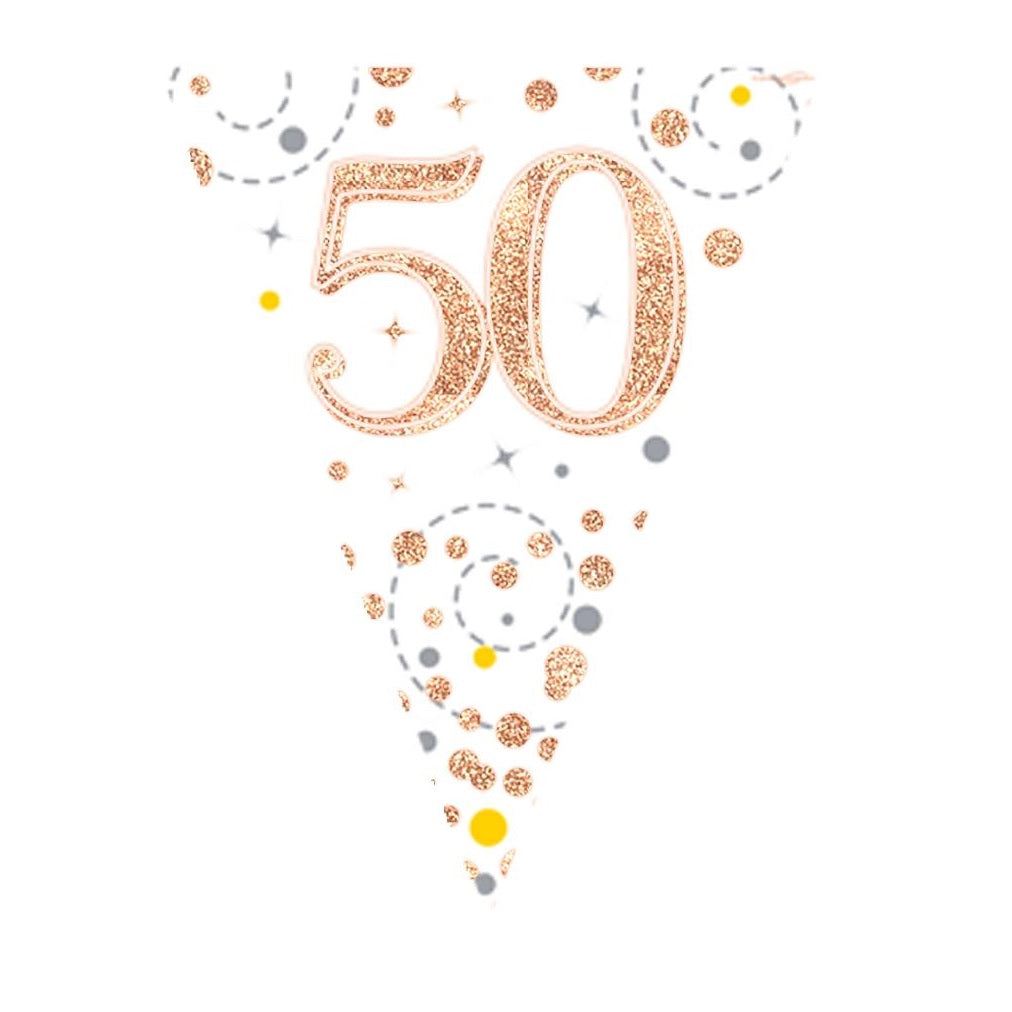 Rose Gold Confetti 50th Birthday Bunting Banner