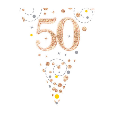 Rose Gold Confetti 50th Birthday Bunting Banner