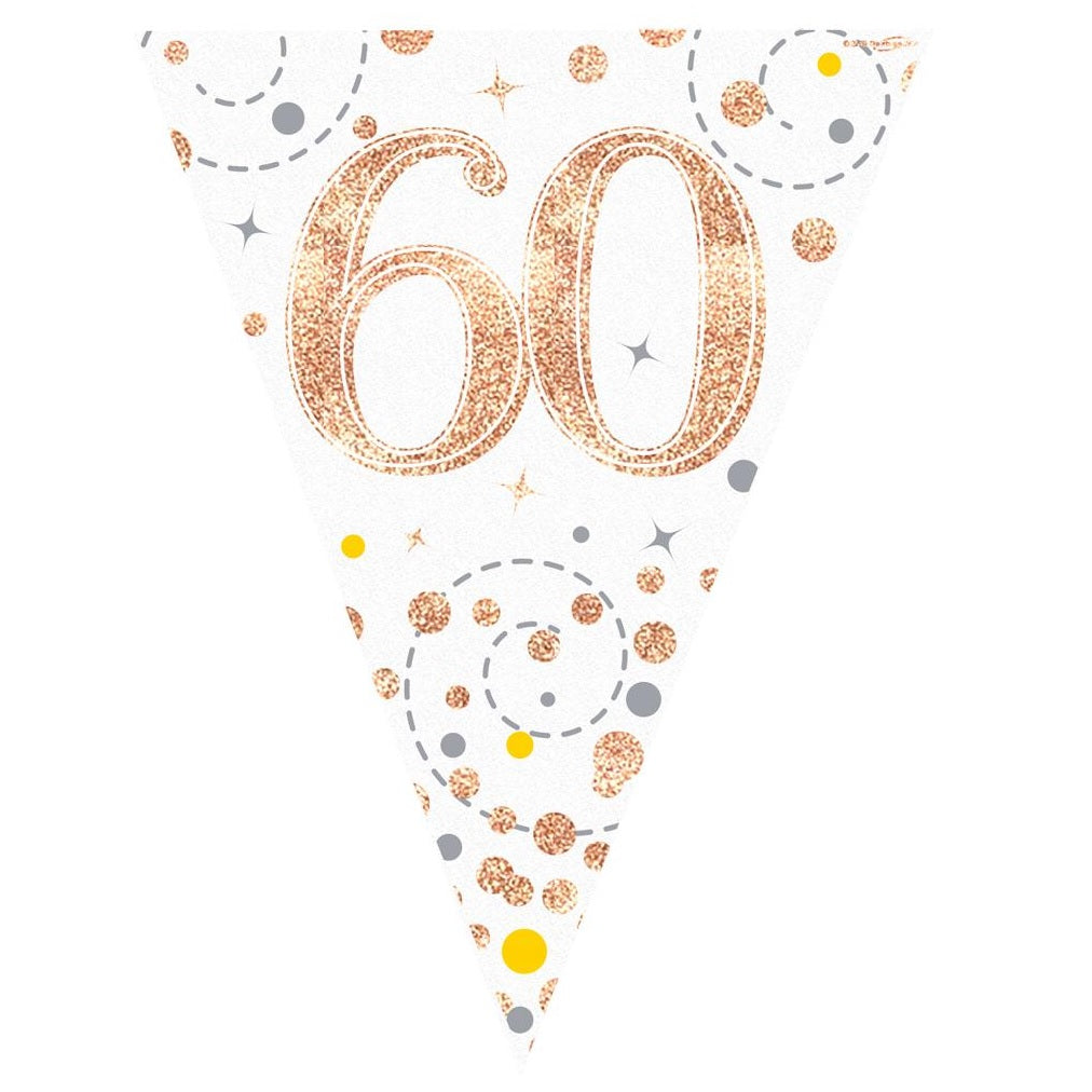 Rose Gold Confetti 60th Birthday Bunting Banner