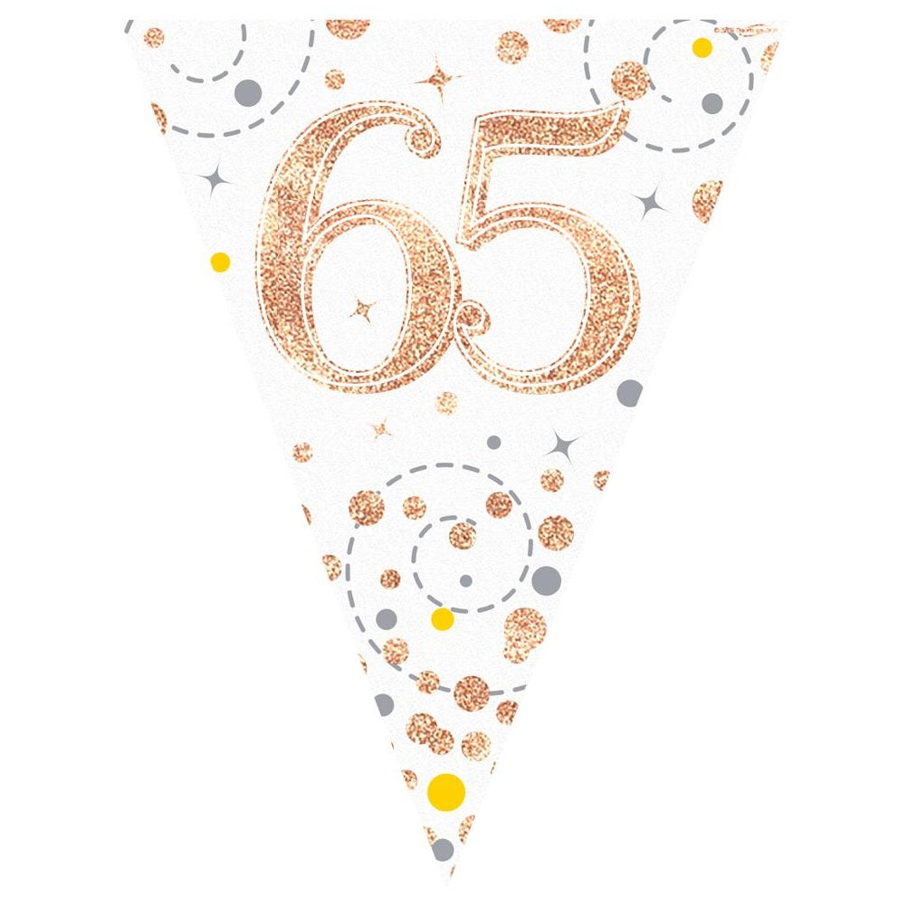 Rose Gold Confetti 65th Birthday Bunting Banner