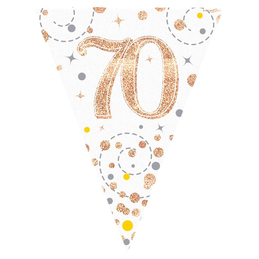 Rose Gold Confetti 70th Birthday Bunting Banner