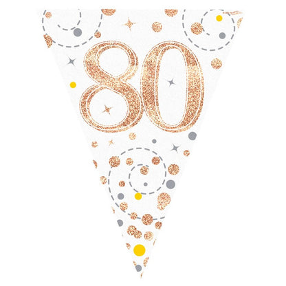 Rose Gold Confetti 80th Birthday Bunting Banner