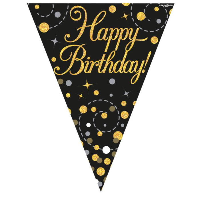 Black and Gold Birthday & Age Milestone Bunting Banners