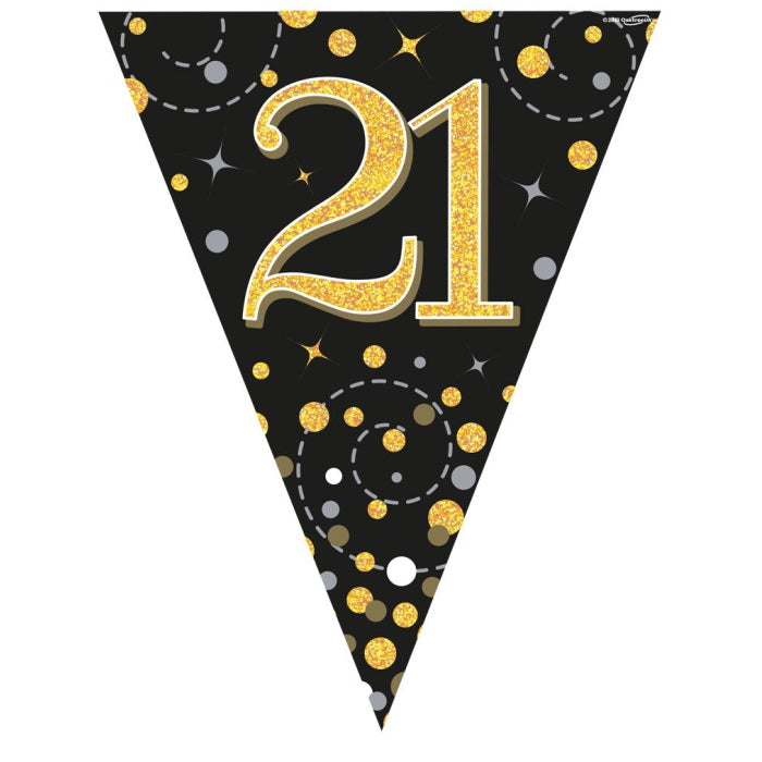 Black and Gold 21st Birthday Bunting Banners