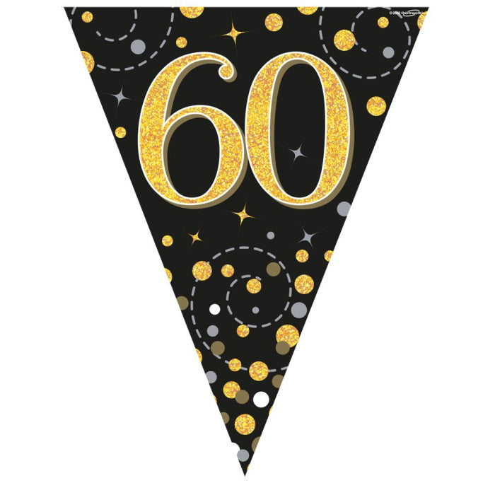 Black and Gold 60th Birthday Bunting Banners