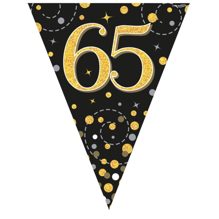 Black and Gold 65th Birthday Bunting Banners