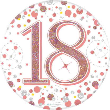 Rose Gold Holographic 18th Birthday Badge