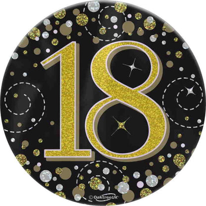 Black and Gold Holographic 18th Birthday Badge