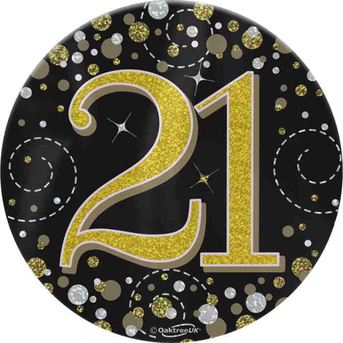 Black and Gold Holographic 21st Birthday Badge