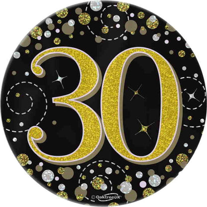 Black and Gold Holographic 30th Birthday Badge