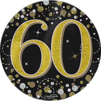 Black and Gold Holographic 60th Birthday Badge