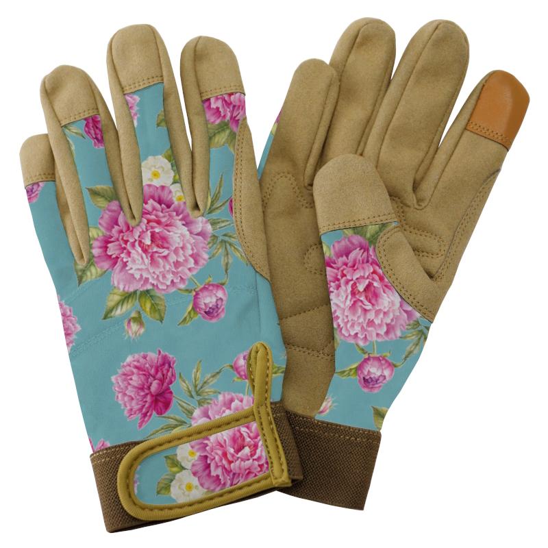 Premium Comfort Ladies Gardening Gloves Peony Aqua