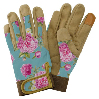 Premium Comfort Ladies Gardening Gloves Peony Aqua