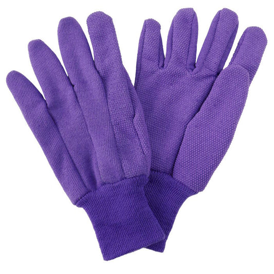 Jersey Cotton Grip Ladies Gardening Gloves Purple Medium