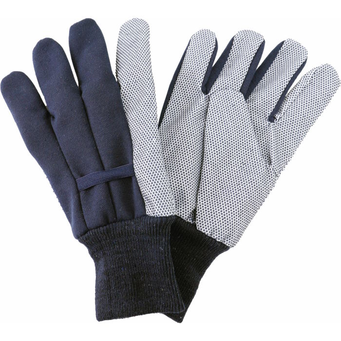 Jersey Cotton Glove Mens Gardening Gloves Navy Blue Large