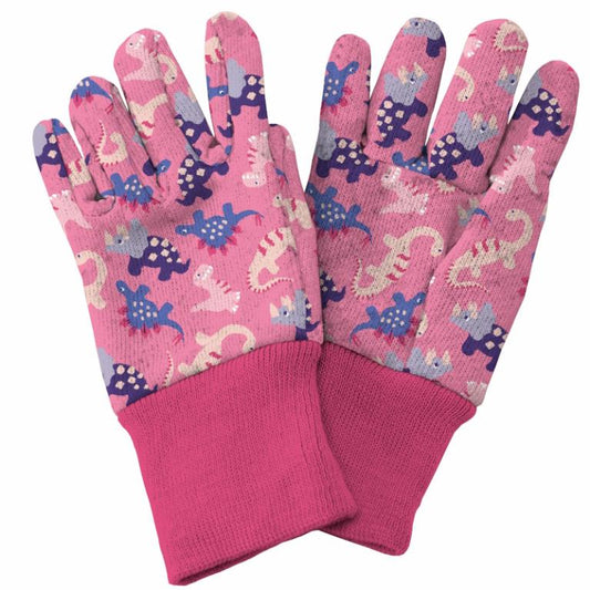 Pink Dinosaur Kids Gardening Gloves Kent and Stowe