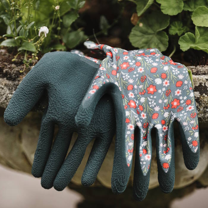 Dark Green Meadow Flower gloves